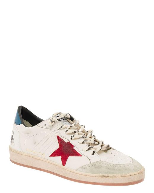 Golden Goose Deluxe Brand Pink 'ball-star' White Vintage Low Top Sneakers With Logo In Leather Man for men