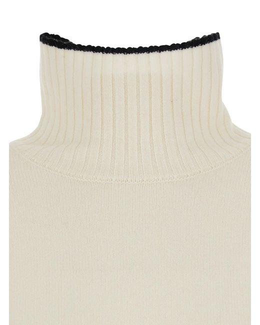 Pinko White Turtleneck Sweater With Back Logo