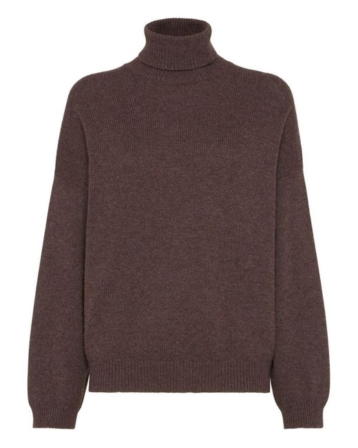 Brunello Cucinelli Brown Cashmere Turtleneck Sweater