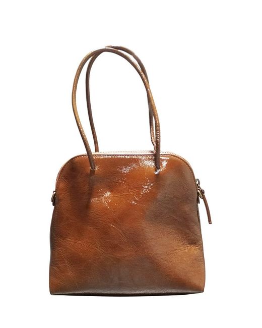 Uma Wang Brown Small Glossy Leather Tote Bag