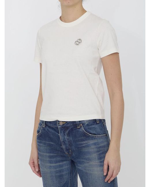Gucci White Branded Slim-fit Cotton-jersey T-shirt