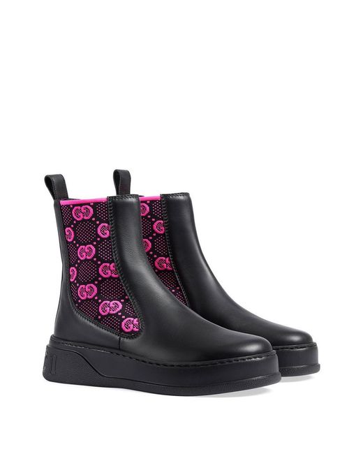 Gucci Brown GG Motif Leather Boots