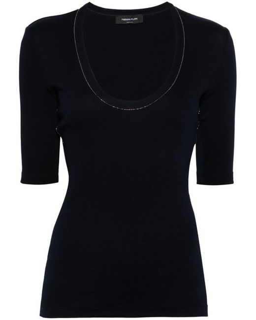 Fabiana Filippi Black Cotton T-Shirt