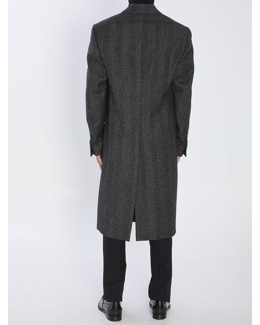 Lardini Black Double-breasted Wool Coat for men
