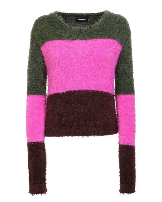 DSquared² Pink And Fuzzy Stripes Sweater