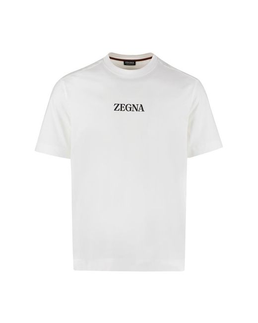 Zegna White Cotton Crew-neck T-shirt for men
