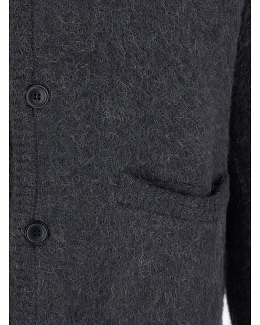 TONYWACK Gray Crew Neck Sweater With Front Pockets And Brushed Effect for men