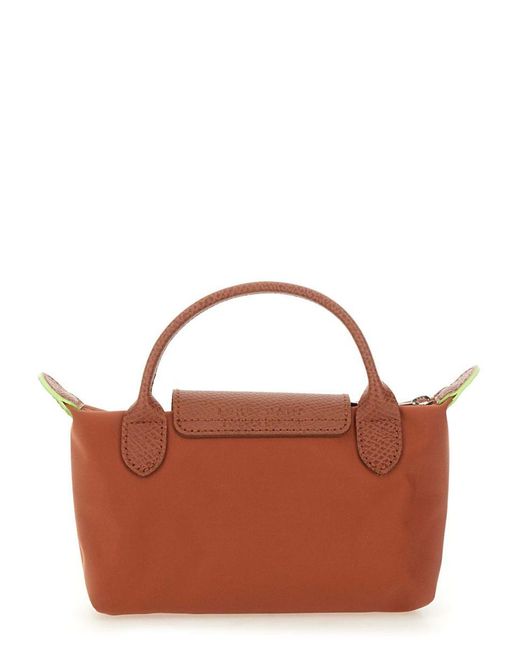 Longchamp Brown "Le Pliage" Clutch Bag With Handle