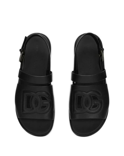 Dolce & Gabbana Black Leather Slipper Shoes for men