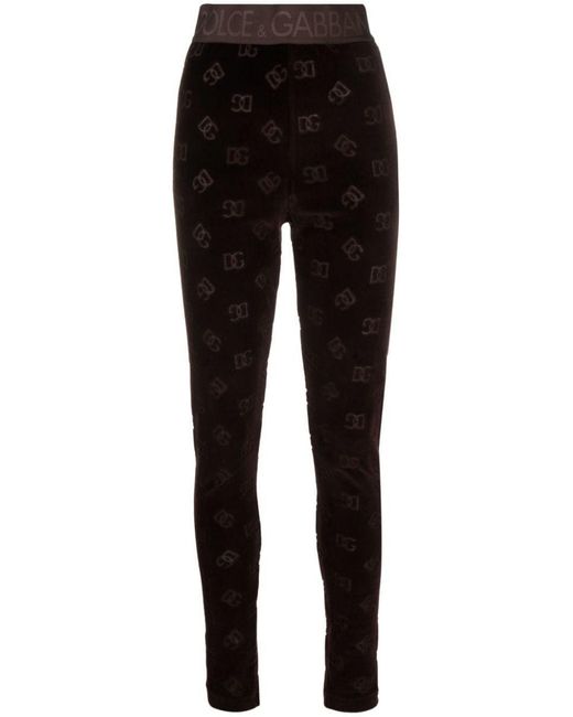 Dolce & Gabbana Black Logo-debossed Cotton leggings