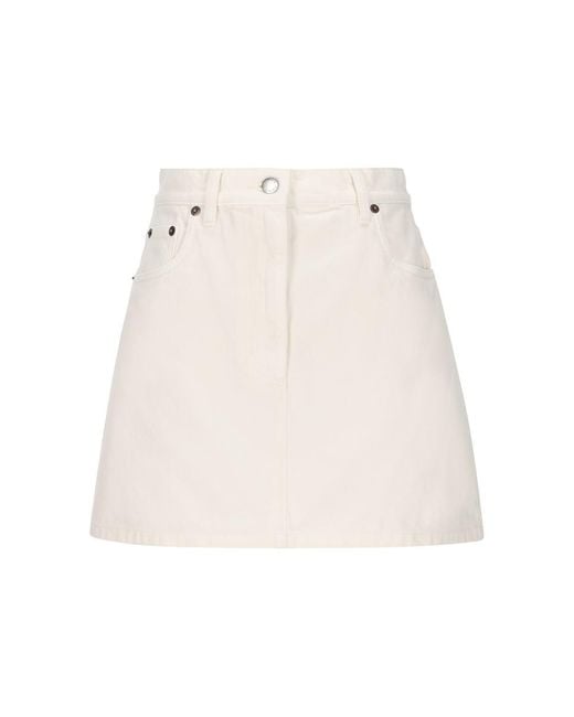 Prada White Triangle-logo Mini Skirt