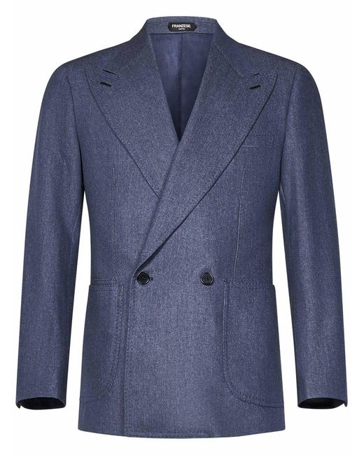 Franzese Collection Blue Franzese Napoli Stefano De Martino Model Blazer for men