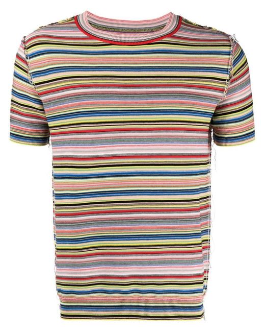 Maison Margiela Gray Striped T-shirt for men