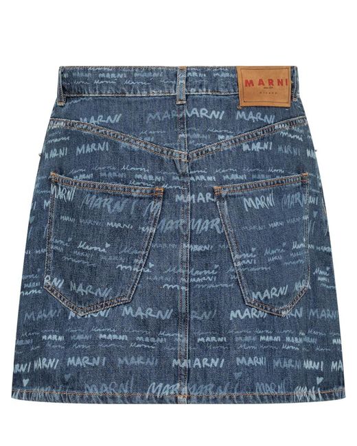 Marni Blue Monogram Mini Skirt