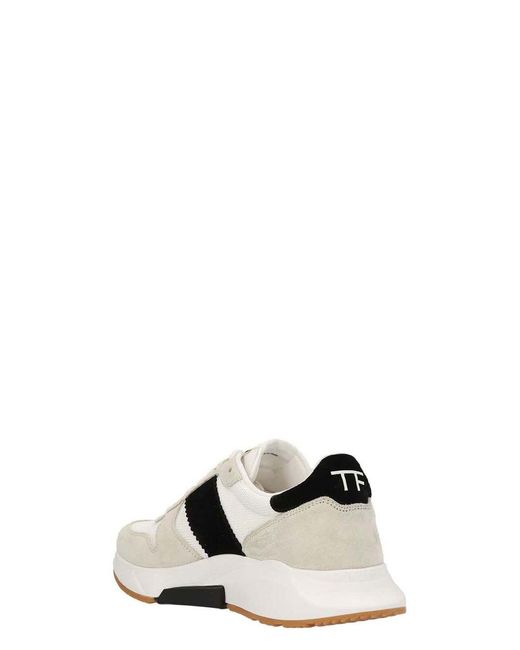 Tom Ford White Black Leather Sneakers for men