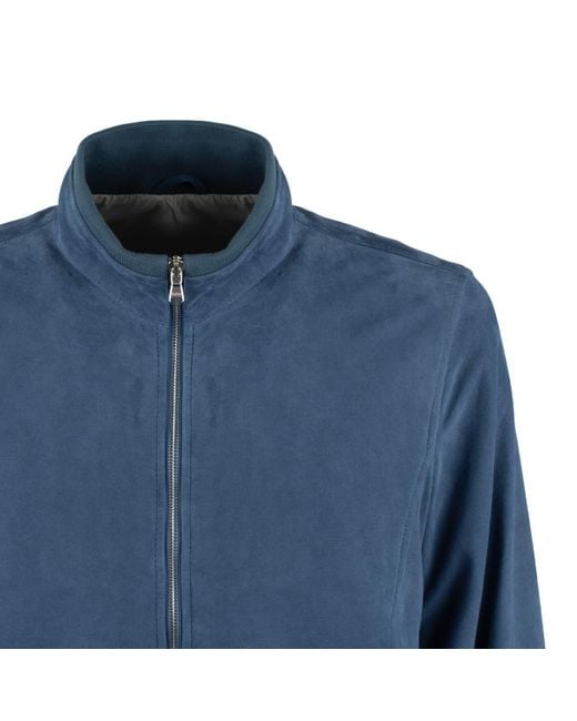 Barba Napoli Blue Suede Jacket for men