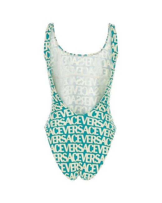 Versace Green Turquoise And White Swimsuit