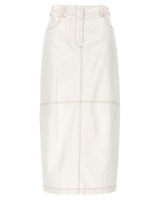 Brunello Cucinelli White Denim Maxi Skirt