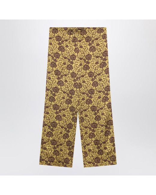 Dries Van Noten Orange Ochre Pants With Jacquard Print