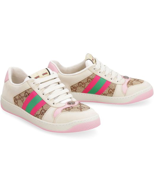 Gucci Pink Screener Gg Low-Top Sneakers