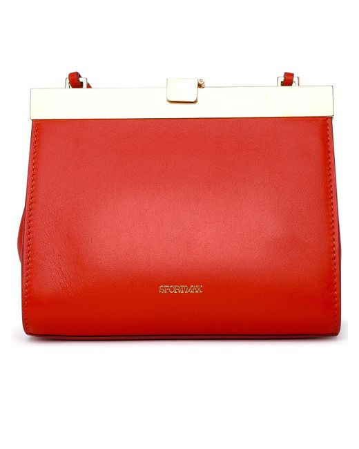 Sportmax Red Leather Calco Bag in Orange | Lyst