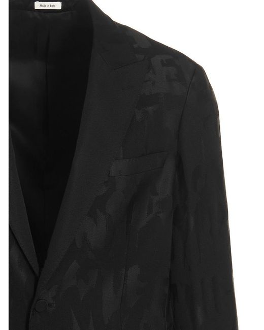 Alexander McQueen Black Jacquard Logo Blazer Jacket for men