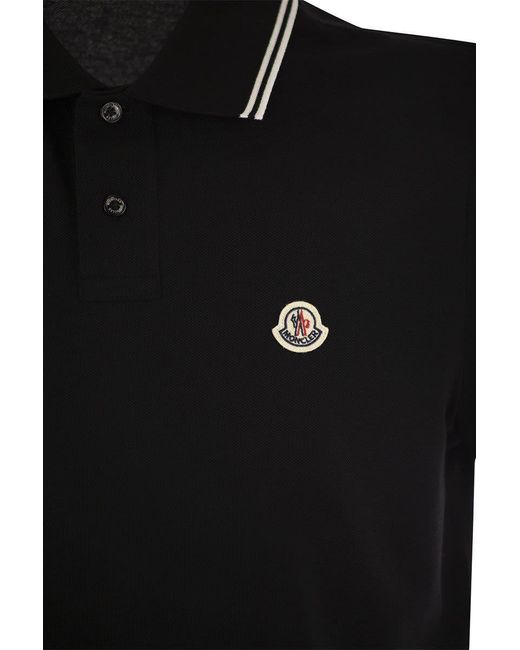 Moncler Black Polo Shirt With Logo for men