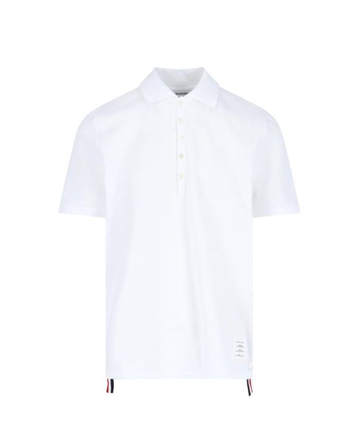 Thom Browne White Polo Shirt With Tricolor Detail for men
