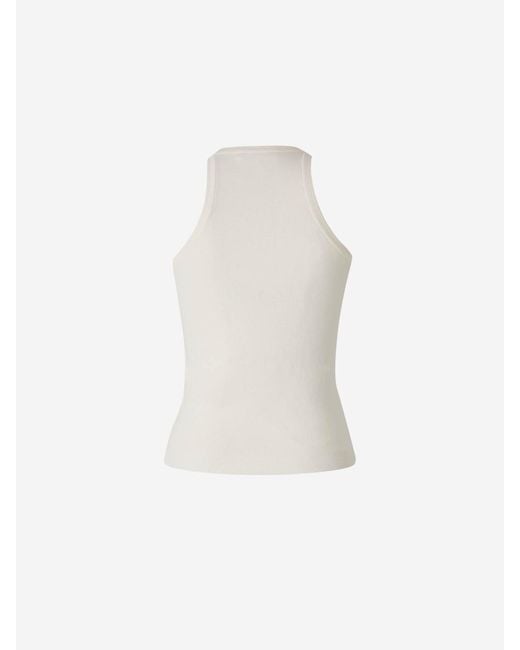 Max Mara White Top Punto Algodón