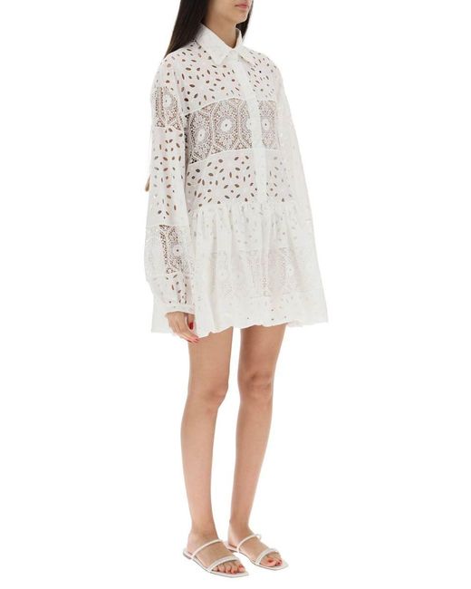 Raquel Diniz Broderie Anglaise Chemisier Dress in White | Lyst