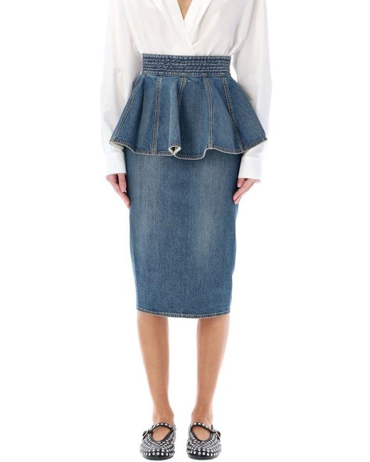 Alaïa Blue Denim Skirt Belt