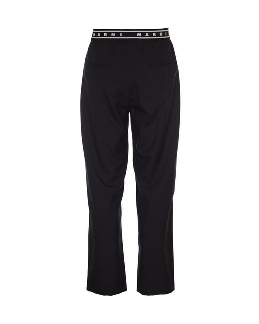 Marni Black Logo Waist Buttoned Trousers for men