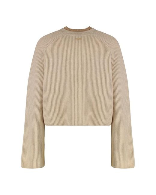 Max Mara Natural Wool And Cashmere Jersey With A Ribbed Knit