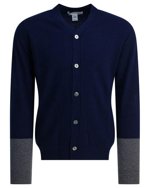 Comme des Garçons Blue V-neck Cardigan for men