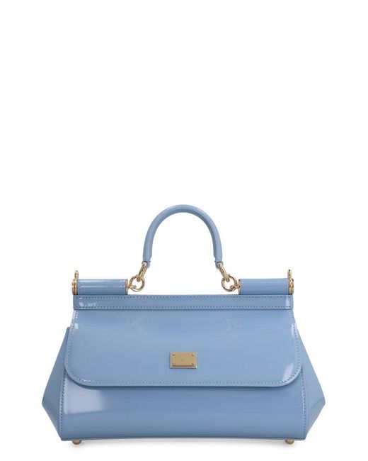Dolce & Gabbana Blue Patent Leather Mini Top-Handle Bag