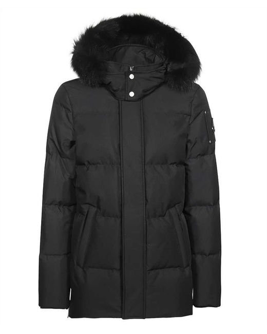 Moose Knuckles Fur Hood Down Jacket in Black for Men | Lyst