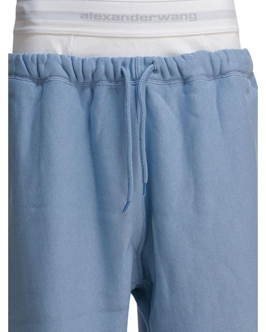 Alexander Wang Blue Wide Leg Sweatpant W/ Logo Elastic Exposed Brief