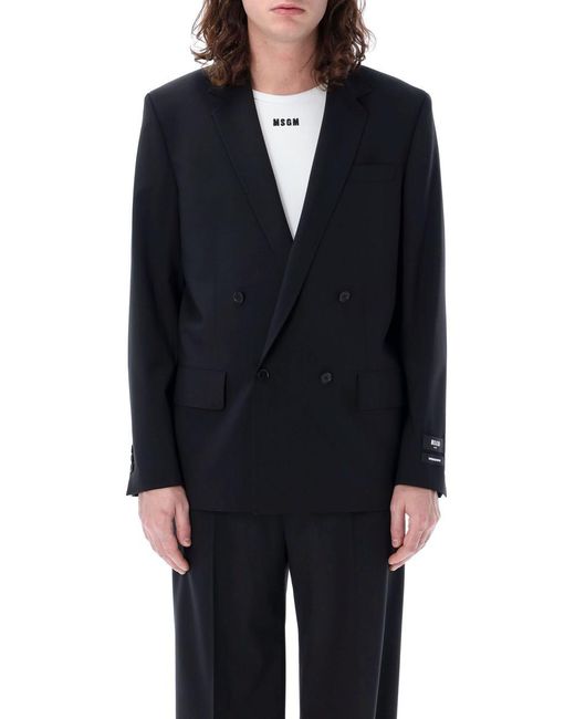 MSGM Blue Double Breasted Blazer for men