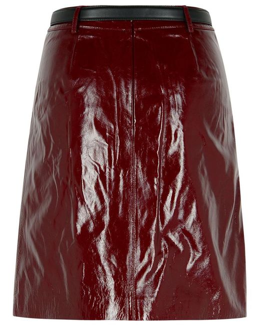 Self-Portrait Red Burgundy Leather Miniskirt