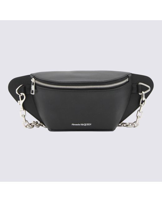 Alexander McQueen Black Leather Belt Bag for men