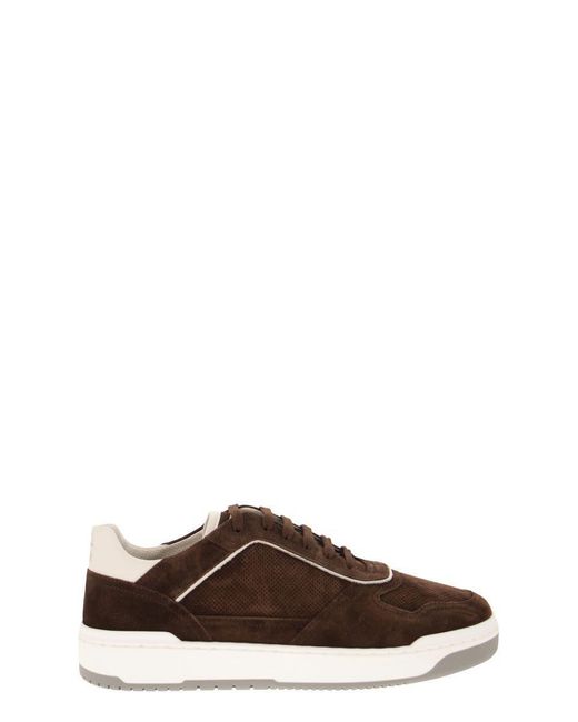 Brunello Cucinelli Brown Suede Leather Sneakers for men