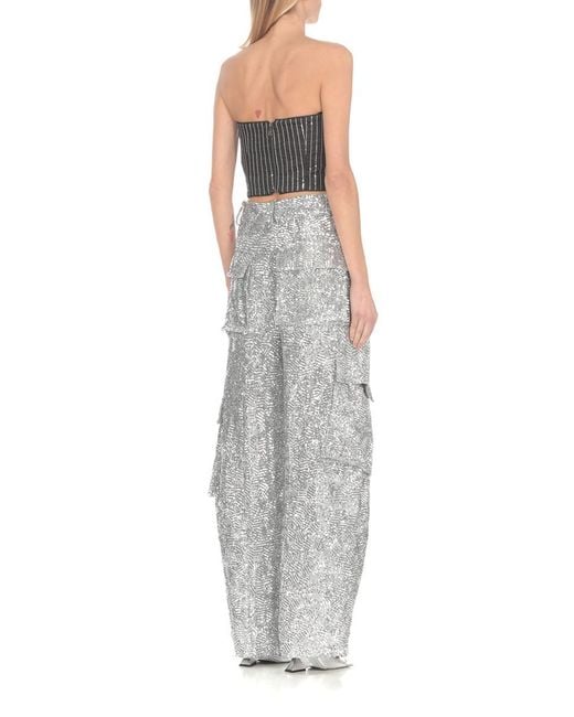 ROTATE BIRGER CHRISTENSEN Gray Cargo Pants With Paillettes
