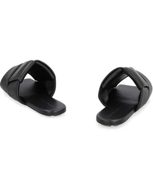 Bottega Veneta Black Padded Intreccio Pattern Sandals for men