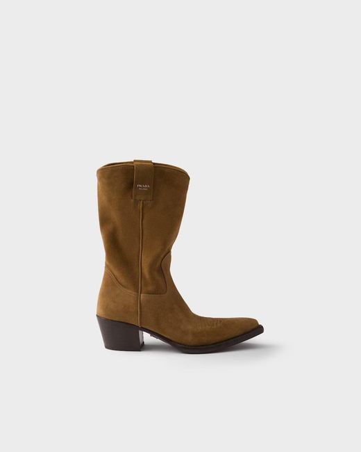 Prada White Suede Boots