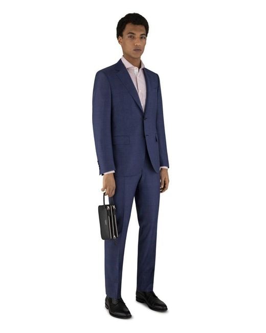 Canali Blue Linen And Wool Suit for men