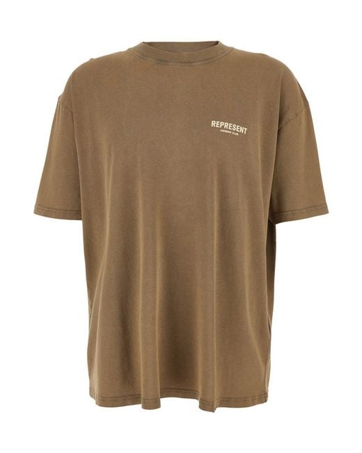 Represent Brown T-Shirt With Logo On The Front And Maxi Logo On The Back for men