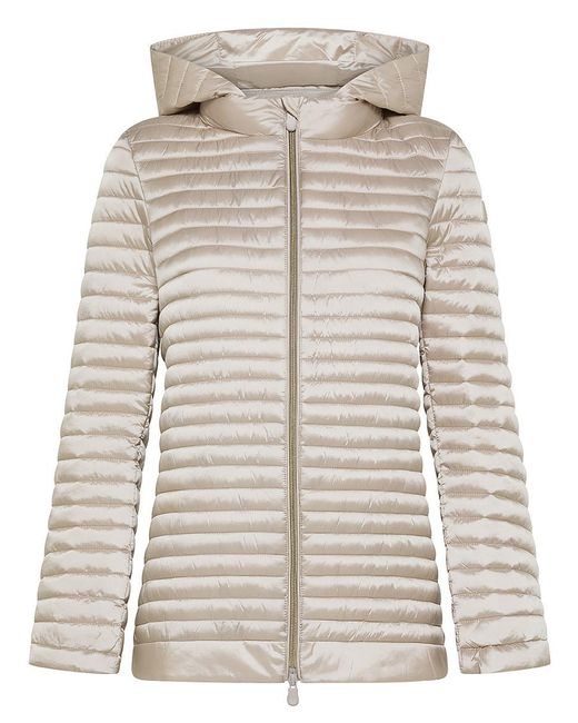 Save The Duck Natural Alima Wide Quilted Short Down Jacket