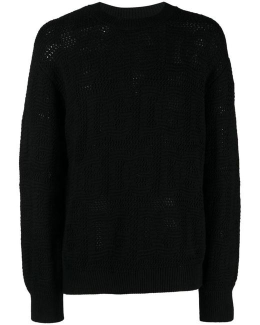Dolce & Gabbana Black Logo-Jacquard Virgin-Wool Jumper for men