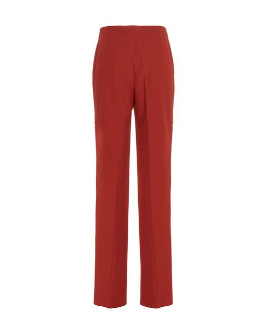 Ferragamo Red Straight Pants With Pleat