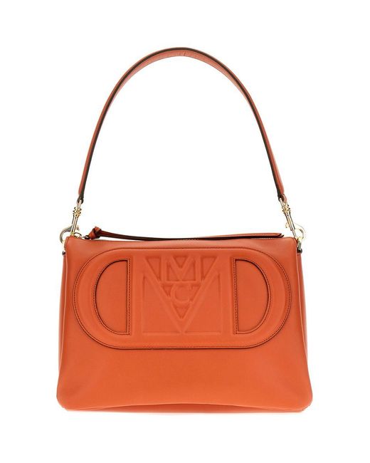 MCM Orange Travia Mode Leather Crossbody Bag